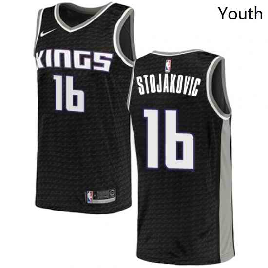 Youth Nike Sacramento Kings 16 Peja Stojakovic Authentic Black NBA Jersey Statement Edition